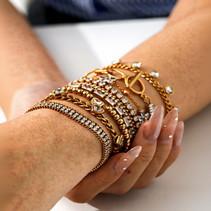 Rinhoo 316L ทอง<span class=keywords><strong>18K</strong></span> PVD สแตนเลสสตีลสร้อยข้อมือเพทายผู้หญิงกันน้ำกันจางเครื่องประดับแฟชั่นของขวัญ - Product Image 2
