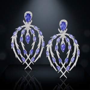 Blue Pear Cut Moissanite <b>Chandelier</b> Drop Earrings 10K 14K 18K Gold 925 935 Sterling <b>Silver</b> Trendy Wedding Engagement Jewelry - Product Image 1