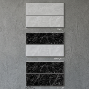 Carreaux de sol et de mur en céramique polie 300x450mm, motif vague en relief, noir foncé, étanches, pour villas, murs intérieurs, salles de bain et centres commerciaux - Product Image 1
