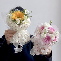 Papier de soie biodégradable style coréen, imprimé nœud, pour emballage de bouquets romantiques et fleurs de fleuriste