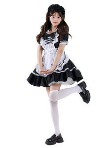 Costume de <span class=keywords><strong>cosplay</strong></span> d'anime japonais, robe tablier, robes lolita, vêtements, costume de café - Product Image 6