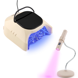 Beauty 86W UV Nail <b>Lamp</b> Manicure Rechargeable Mirrored Base Reflect Plate Salon Small Gel <b>Lamp</b> <b>Beige</b> Combination Set - Product Image 1