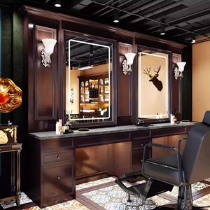Miroir de Barbier Rétro en Bois pour Salon de Coiffure, Miroir Simple ou Double Face, sur Pied ou sur Table, pour Coupe de Cheveux et Permanente - Product Image 1