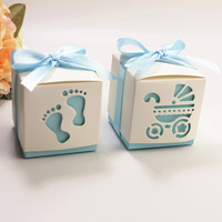 Boîte en papier pliable à Double pont avec Logo personnalisé, emballage de cadeaux de Dessert, boîte de papier de naissance de bébé, vente en gros de chine