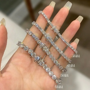 กำไลข้อมือเพชรแล็บโกรว์ 14K ทองคำแท้ ขายส่ง ขนาด 3 มม. ทรงกลมเจียระไนแบบบริลเลียนท์ คลาสสิก เหมาะสำหรับงานแต่งงาน ของขวัญสำหรับทุกเพศ - Product Image 3