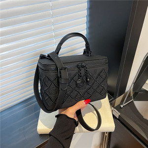 Sac à bandoulière carré en PU pour femme avec fermeture éclair, sac à bandoulière simple, trousse de maquillage pour femmes - Product Image 2