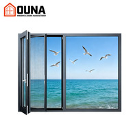 Fenêtre à battant en aluminium OUNA de haute qualité, design moderne, rupture de pont thermique, résistante aux impacts d'ouragan, double vitrage en verre trempé