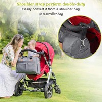 Organisateur de poussette avec porte-gobelets isothermes, sac à bandoulière amovible, organisateur imperméable en tissu Oxford avec plusieurs poches