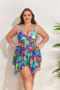Traje de Baño de Tallas Grandes con Realce de Curvas, Diseño Halter de Pierna Alta Personalizable, Transpirable, Ideal para Vacaciones en la Playa y Fiestas en la Piscina - Product Image 5