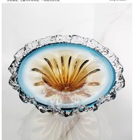 Mangkuk Buah Kaca Kristal Seni Buatan Tangan Mewah, Piring Camilan Berlapis Warna, Hiasan Tengah Ruang Tamu Hotel untuk Permen, Makanan Penutup, dan Kacang-kacangan