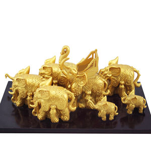 Figura Decorativa de Elefante Dorado en 3D, Estatua de Metal Fundido de 19 cm, Recuerdo para Decoración del Hogar - Product Image 3