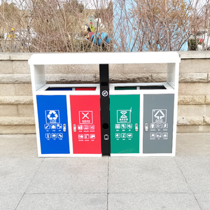 Số lượng lớn giá rác chai tái chế bin thép không gỉ đa bốn ngăn Thùng rác có thể với Gạt tàn mã màu Thùng rác ngoài trời - Product Image 3