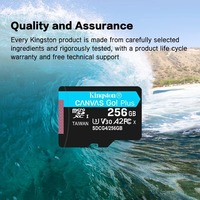 Kartu Memori Kingston Canvas Go Plus Micro TF SD 128GB 64GB C10 U3 A2 V30 Carte SD Memoria 256GB 512GB Hingga 200Mbs SDCG4
