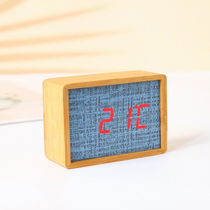 Cổ Điển Kỹ thuật số Đồng hồ bàn điều khiển bằng giọng nói tre tinh khiết kỹ thuật số bảng đồng hồ reloj Linen thức dậy ánh sáng mặt trời mọc Đồng hồ báo thức - Product Image 3
