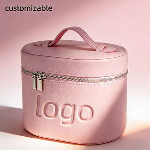 Custom Logo PU Leather Travel Makeup <b>Bag</b> Double Zippers Luxury Quilted Personalised Customizable Portable Water Resistant - Product Image 1