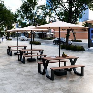 <span class=keywords><strong>Tavolo</strong></span> e Sedie Integrati per Esterni, Design Moderno in <span class=keywords><strong>Metallo</strong></span> con Cuscini Impermeabili per Cortili, Caffè e Aree Ricreative - Product Image 1
