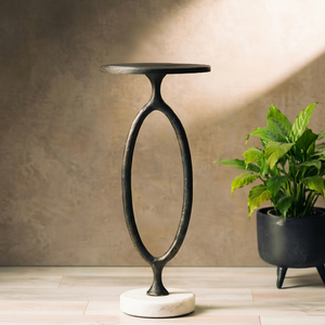 Minimalist Metal Side <b>Table</b> With <b>Marble</b> <b>Top</b> Handmade Modern Living Room Furniture - Product Image 1