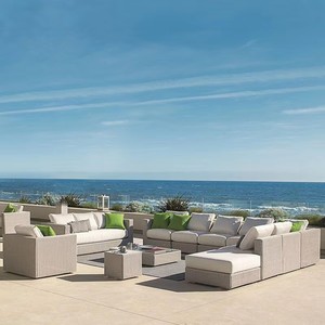 Conjunto de Muebles de Exterior Cómodos de Ratán, Resistentes a la Intemperie, con Cojines Lavables, Mesa de Centro, Seccionales, para Hotel o Villa - Product Image 3