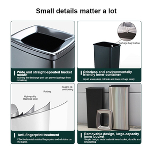 Thùng rác inox công nghiệp dung tích lớn, kiểu mở trên, sang trọng, có khay đựng khăn giấy, dành cho khách sạn, văn phòng, tòa nhà văn phòng - Product Image 4