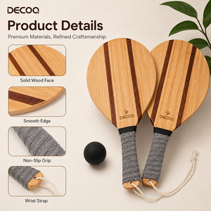 Ensemble de 2 raquettes de pickleball en bois avec logo personnalisé, poignée antidérapante, sangle de poignet, pour débutants, vente en gros OEM - Product Image 3