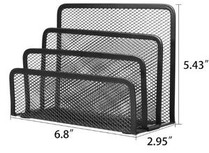 Desk Mail <b>Organizer</b> <b>File</b> Holder Letter Sorter with 3 Vertical Upright Metal Mesh Paper <b>Organizer</b> for Home or Office Desktop - Product Image 2