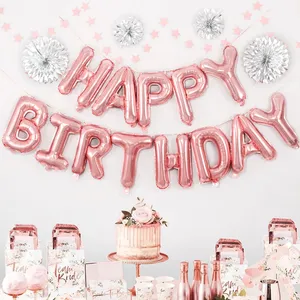 13 pcs/set Feliz Aniversário Foil Balloon 16 Polegadas Mylar Foil Balões Carta de Aniversário Feliz Balões Banner Para Decoração De Festa De Aniversário