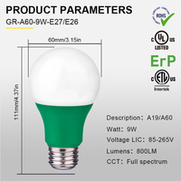 Ampoule LED de culture intérieure A60 220-240V 660nm+450nm Spectre complet A19 9W CRI 80 élevé