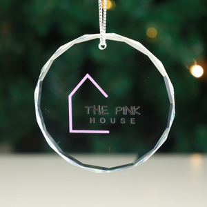 High Quality Handmade Round Shape Crystal Ornament UV Printing Crystal Glass Christmas <b>Tree</b> Decoration Ornament - Product Image 6