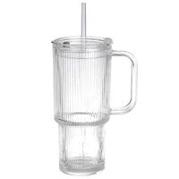 Gobelet à jus réutilisable en verre transparent, design classique, grande capacité, anti-fuite, pour la cuisine et la maison, vente chaude
