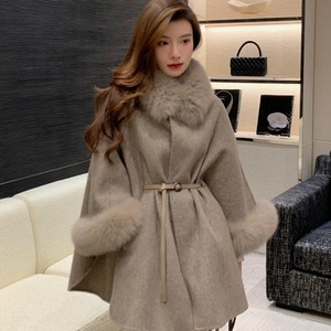 Abrigo de Invierno 2025, Abrigo de Lana Cálido con Piel de Zorro Auténtica para Niñas y Mujeres - Product Image 3