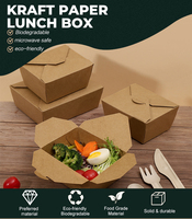 SUMKOKA 800-2000ml Groothandel Afhaallocatie Voedselverpakkingen Ecologisch Vriendelijk Op Maat Bedrukt Wegwerp Vierkante Kraft Papier Salade Noedel Doos