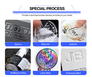 Cao Glossy dập nổi in ấn logo nhãn nhà sản xuất tự dính Vinyl Vòng không thấm nước Sticker cuộn giấy tùy chỉnh dán - Product Image 6