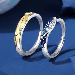 Anillo De Acero Inoxidable Platinum Plated Sun Moon Zircon Star Design <b>Couple</b> <b>Ring</b> Men and Women Lover <b>Ring</b> for Valentine's Gift - Product Image 1