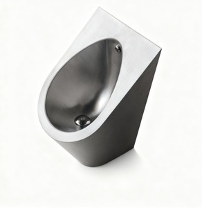 Urinario de Acero Inoxidable Montado en la Pared, Forma Ovalada, Diseño Minimalista, Fácil de Limpiar, Descarga por Gravedad, para Uso Público - Product Image 1