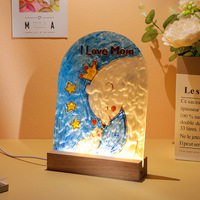 Kit de Veilleuse 3D DIY en Acrylique Tulipe pour Enfants, Base en Bois, Décoration de Chambre à Peindre Soi-même avec Source de Lumière LED pour Artisanat de Noël