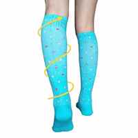 Chaussettes de compression classiques personnalisées pour femmes, hauteur genou, respirantes, à pois blancs, en coton, pour sports de plein air - Prix de gros