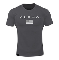 T-shirt de sport à col rond pour hommes Muscle Brothers, manches courtes, vêtements de fitness, course à pied, entraînement, Alpha manches courtes