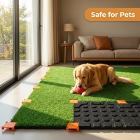Tapis d'herbe artificielle épais emboîtables, base antidérapante et amortissante, connexion par clips, pour centre de fitness KB KB002