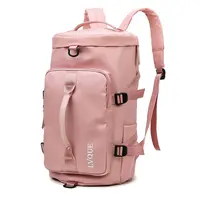 Özel Logo çok fonksiyonlu büyük kapasiteli seyahat spor çanta kadın erkek spor çantaları sırt çantası ile ayakkabı bölmesi islak cep