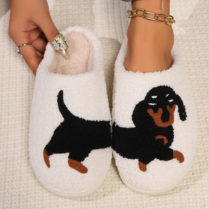 Chaussons d'hiver en peluche douce <span class=keywords><strong>pour</strong></span> dames Halloween Citrouille <span class=keywords><strong>chien</strong></span> Home Indoor Non-Slip Cotton Slippers - Product Image 3