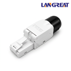 Connecteur <span class=keywords><strong>RJ45</strong></span> sans outil Cat6A UTP en gros, 10 Gbit/s, clip rapide, multicolore (bleu, blanc, rouge), avec capuchon à vis, plaqué or 50u, OEM ODM - Product Image 4