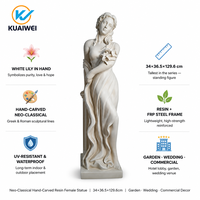 Statue de Dame Classique Européenne Sculptée à la Main en Résine, Motif Fleur de Lys, Étanche, Art Déco Artificiel, Autoportante pour Jardin et Patio