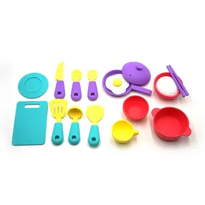 新产品儿童假装烹饪套装餐具玩耍套装教育玩具玩耍厨房配件硅胶教育玩具