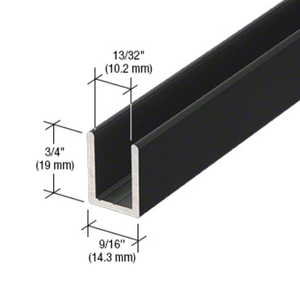 Profilo in alluminio nero opaco Hardware per porta in vetro doccia Deep U Channel - Product Image 3