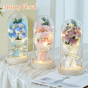 AM-SPD10 Ammy 7 Ramo Pequeño de Rosas de Jabón en Cúpula de Cristal, Recuerdos de <span class=keywords><strong>Boda</strong></span>, Regalo para el Día de la Madre, Decoraciones para el Hogar - Product Image 3