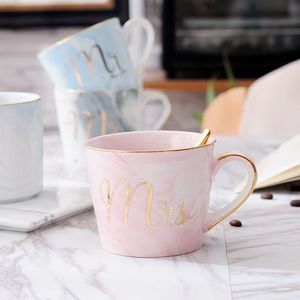 Modern Custom-Made Europe Style Stoneware <b>Ceramic</b> <b>Mug</b> with Marble Pattern Gold Rim Letters-Dishwasher & Microwave Safe - Product Image 3