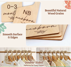 Großhandel Maßgefertigter Einlagiger Holz-Kleiderbügel für Babykleidung Wohnzimmer-Schrank-Organizer Multifunktionaler Organizer Geschenk zur Babyparty - Product Image 6