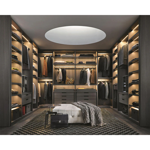 SYBELL Vêtements personnalisés Armoire de chambre à coucher moderne Promenade dans les placards californiens Promenade dans l'île de placard sur mesure avec dessus en verre - Product Image 3