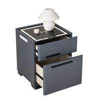 Table de chevet intelligente moderne avec éclairage LED, capteur tactile, double tiroir, plateau en verre trempé, charge sans fil USB, appartement