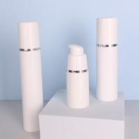 Spot de gros 15ml 30ml 50ml Fine PP blanc bouteille de lotion sous vide, bouteille de lotion sans air avec fil d'argent